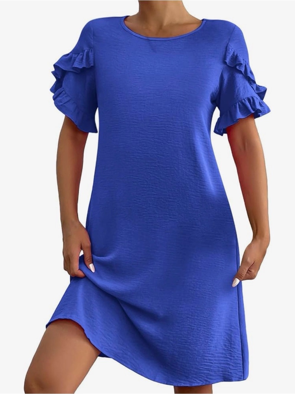 Hotouch Women's Navy Ruffle Sleeve Shift Dress NWT - Picture 9 of 9